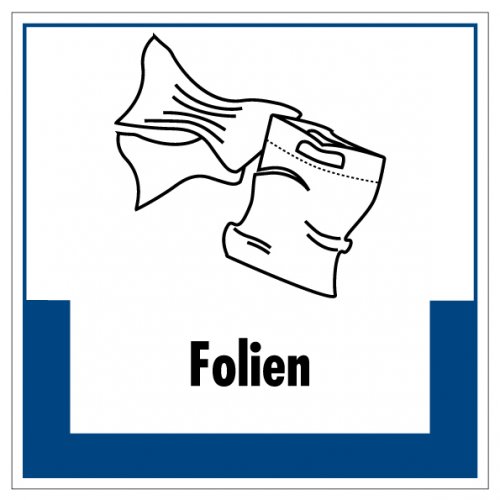 Aufkleber Abfallkennzeichnung "Folien" Recyling Schild Folie, blau | 5-40cm
