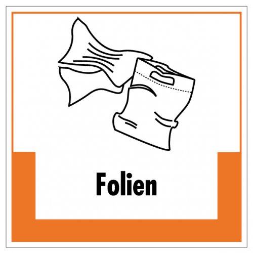 Aufkleber Abfallkennzeichnung „Folien“ Recyling Etikett, orange | Größe wählbar