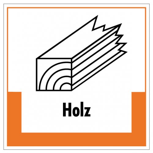 Aufkleber Abfallkennzeichnung „Holz“ Recycling Etikett, orange | Größe wählbar
