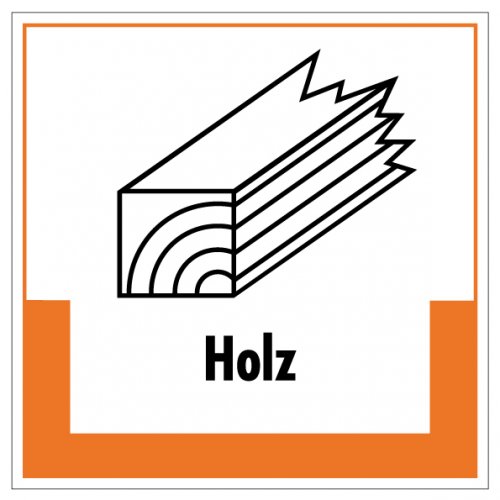 Aufkleber Abfallkennzeichnung "Holz" Recycling Schild Folie, orange | 5-40cm