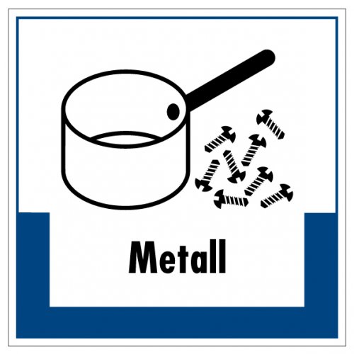 Aufkleber Abfallkennzeichnung "Metall" Recycling Schild Folie, blau | 5-40cm
