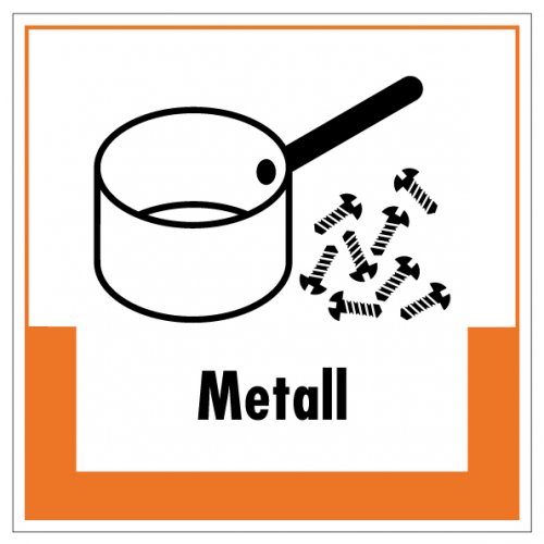Aufkleber Abfallkennzeichnung „Metall“ Recycling Etikett, orange | Größe wählbar