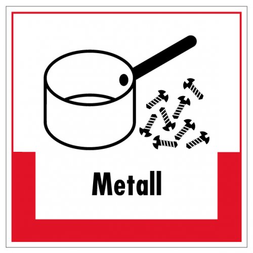 Aufkleber Abfallkennzeichnung „Metall“ Recycling Etikett, rot | Größe wählbar