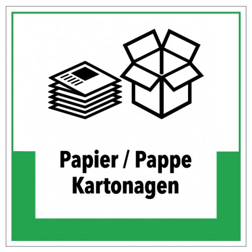 Aufkleber Abfallkennzeichnung „Papier/Pappe Kartonagen“ Etikett, grün | Größe wählbar