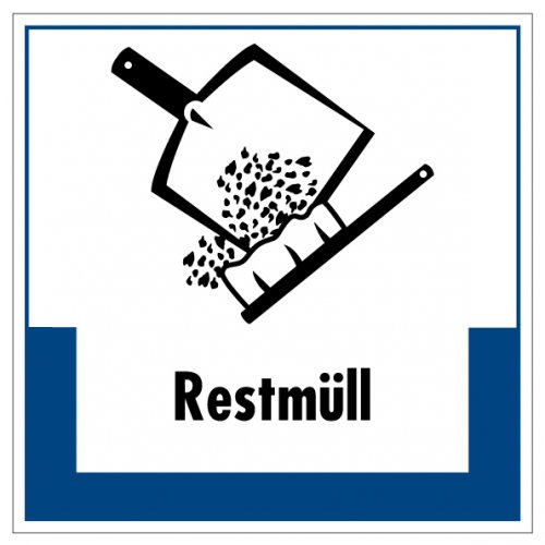 Aufkleber Abfallkennzeichnung „Restmüll“ Recycling Etikett, blau | Größe wählbar