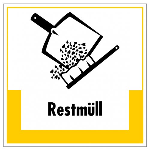 Aufkleber Abfallkennzeichnung „Restmüll“ Recycling Etikett, gelb | Größe wählbar