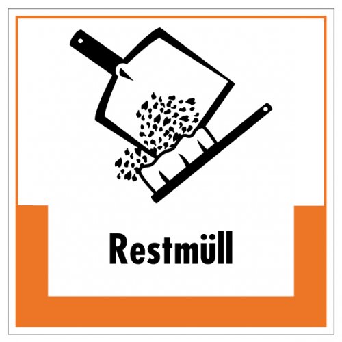Aufkleber Abfallkennzeichnung „Restmüll“ Recycling Etikett, orange | Größe wählbar