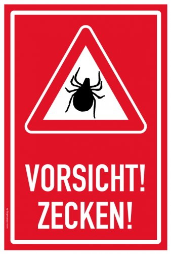 Aufkleber Warnung Hinweis "Vorsicht Zecken!" Schild Folie | Variante wählbar