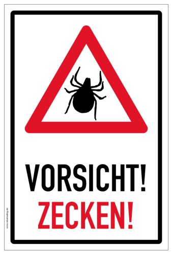 Aufkleber Warnung Hinweis "Vorsicht Zecken!" Schild Folie | Variante wählbar