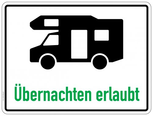 Aufkleber Zusatzzeichen „Camping / Wohnmobile“ Etikett | Variante wählbar