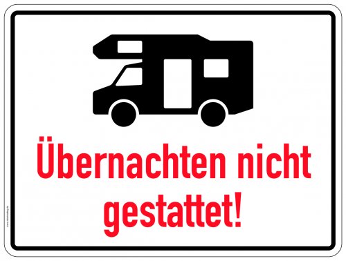 Aufkleber Zusatzzeichen „Camping / Wohnmobile“ Etikett | Variante wählbar