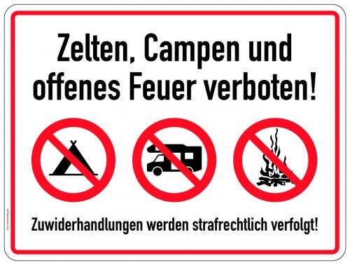Aufkleber Zusatzzeichen „Camping / Wohnmobile“ Etikett | Variante wählbar