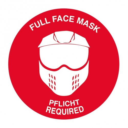 Aufkleber Airsoft Waffen "Full Face Mask..." Hinweis Ø 5-75 cm
