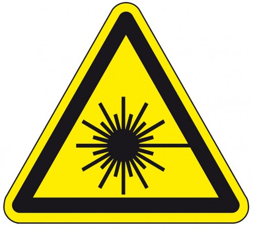 Warnschild Warnung vor Laserstrahl / Folie ISO 7010 SL 5 - 50cm | signalgelb RAL1003 Made in Germany