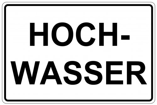 Aufkleber Warnung Hinweis "HOCHWASSER" Schild Folie schwarz/weiß | Größe wählbar