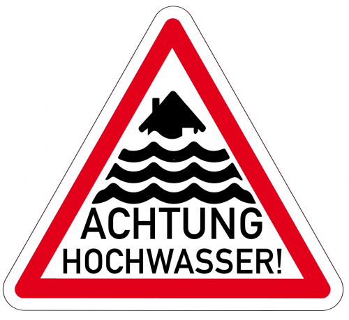 Aufkleber Warnung Dreieck "Achtung Hochwasser " Folie | SL 5-50cm