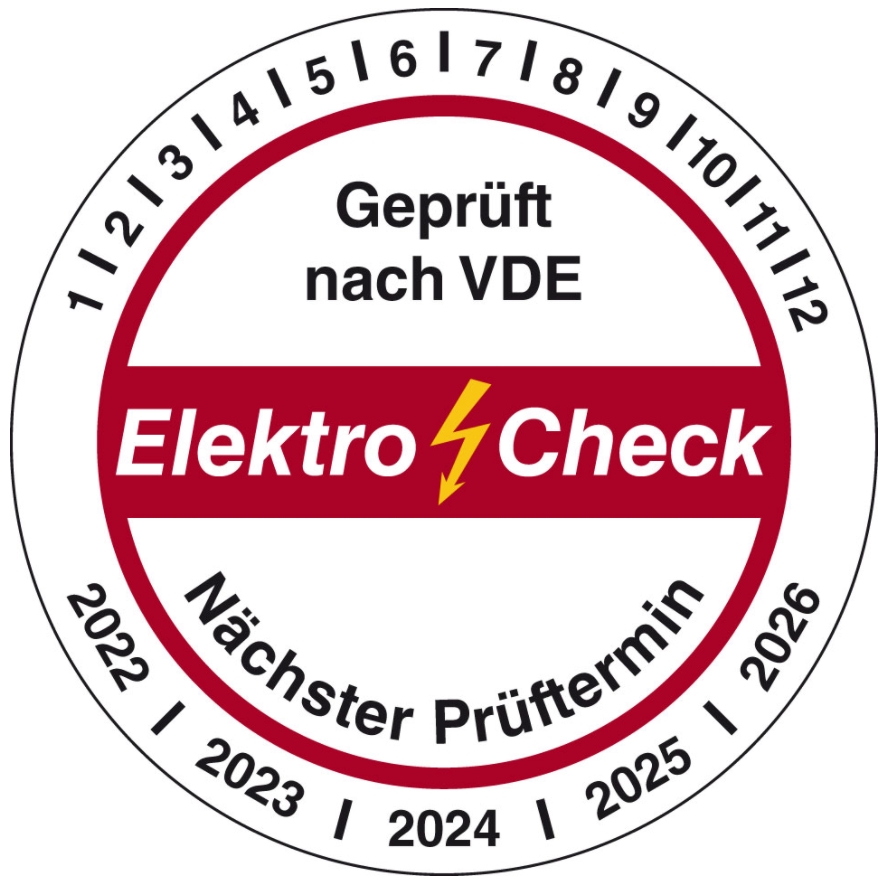 100x Prüfplakette "Geprüft VDE Elektro Check 22-26" Aufkleber rot/weiß Ø15-40mm 