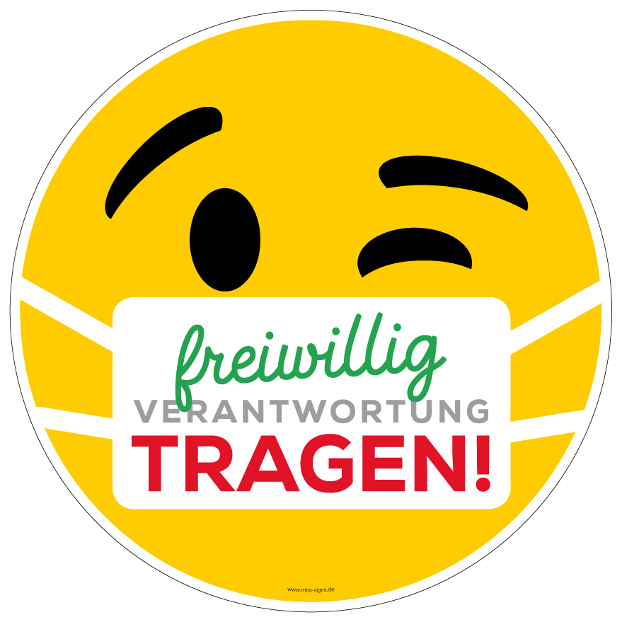 MBS TRADING OHG Aufkleber Hinweis "freiwillig Verantwortung Maske tragen" Schild Folie Ø540cm