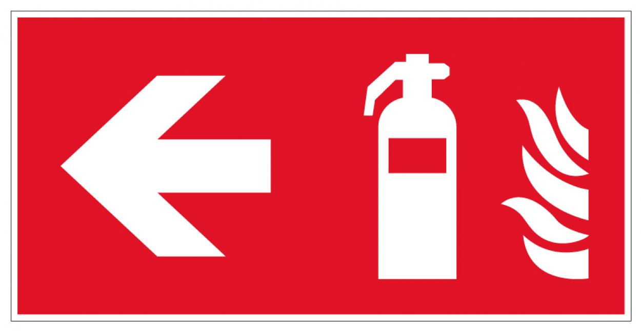 Aufkleber Hinweis Richtung "Feuerlöscher" Schild Folie ähnl. ISO 7010 | 30x15cm