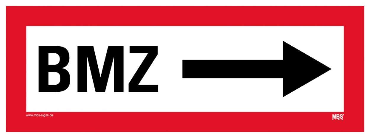Aufkleber Hinweis Richtung „BMZ“ Etikett nach DIN 4066 | 29,7x10,5 cm Aufkleber Hinweis Richtung „BMZ“ Etikett nach DIN 4066 | 29,7x10,5 cm