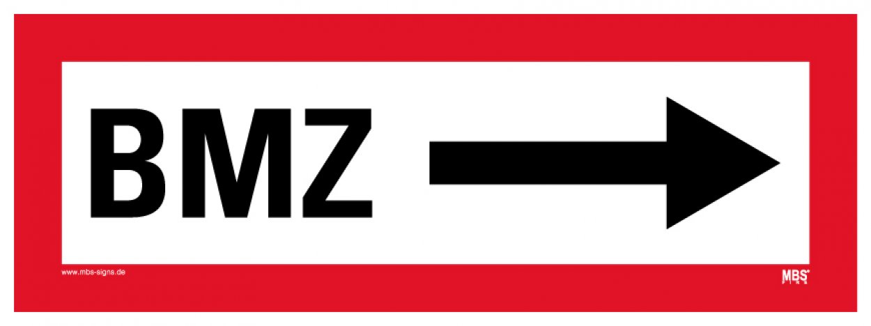 Aufkleber Hinweis Richtung "BMZ" Schild Folie ähnl. DIN 4066 | 297x105mm