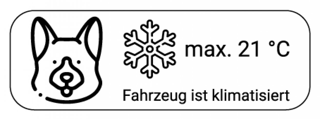 Auto Aufkleber A/C "max. 21°C Fahrzeug ist klimatisiert" Hinweis Folie | 15x5cm