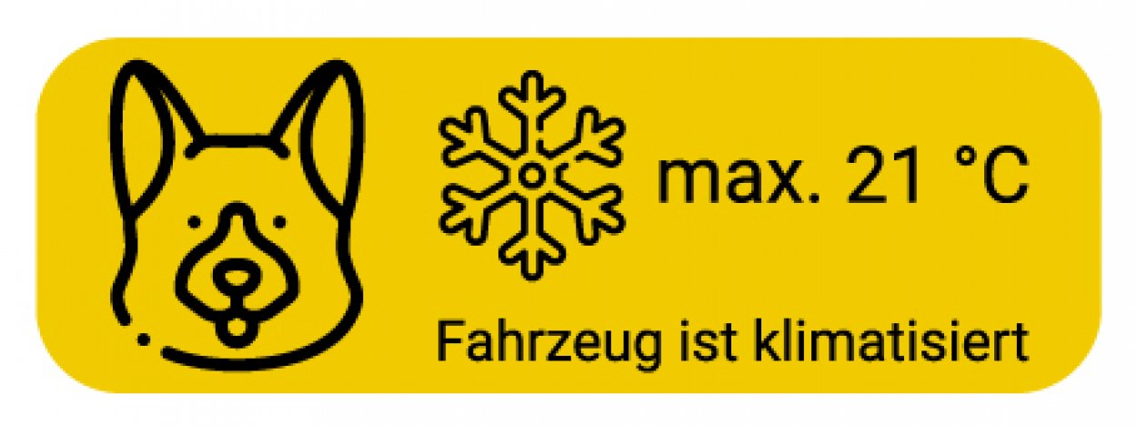Auto Aufkleber A/C "max. 21°C Fahrzeug ist klimatisiert" Hinweis Folie | 15x5cm