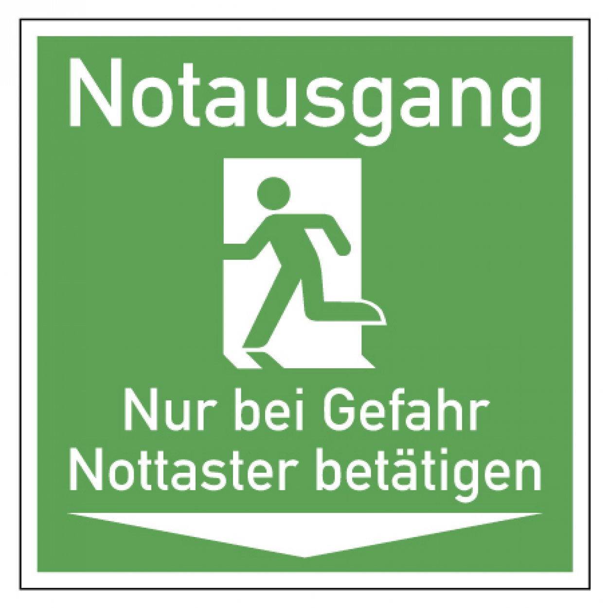 Aufkleber Rettungszeichen "Notausgang Nur bei Gefahr.." Schild Folie | 5-40cm