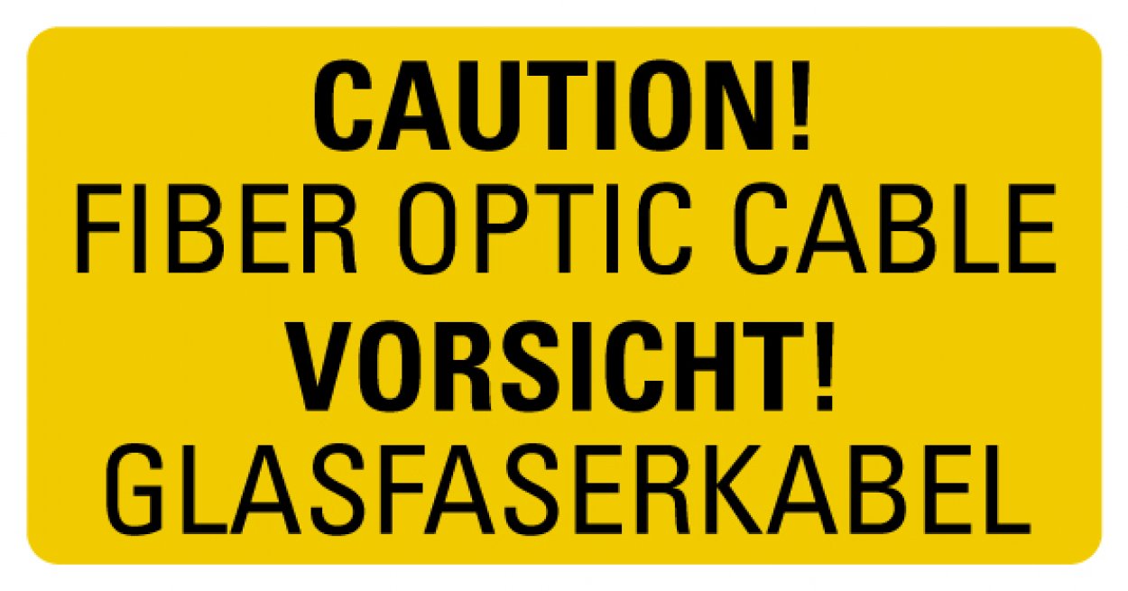 Aufkleber Warnung „Vorsicht Glasfaserkabel DE/EN“ Etikett, signalgelb | Größe wählbar Aufkleber Warnung „Vorsicht Glasfaserkabel DE/EN“ Etikett, signalgelb | Größe wählbar
