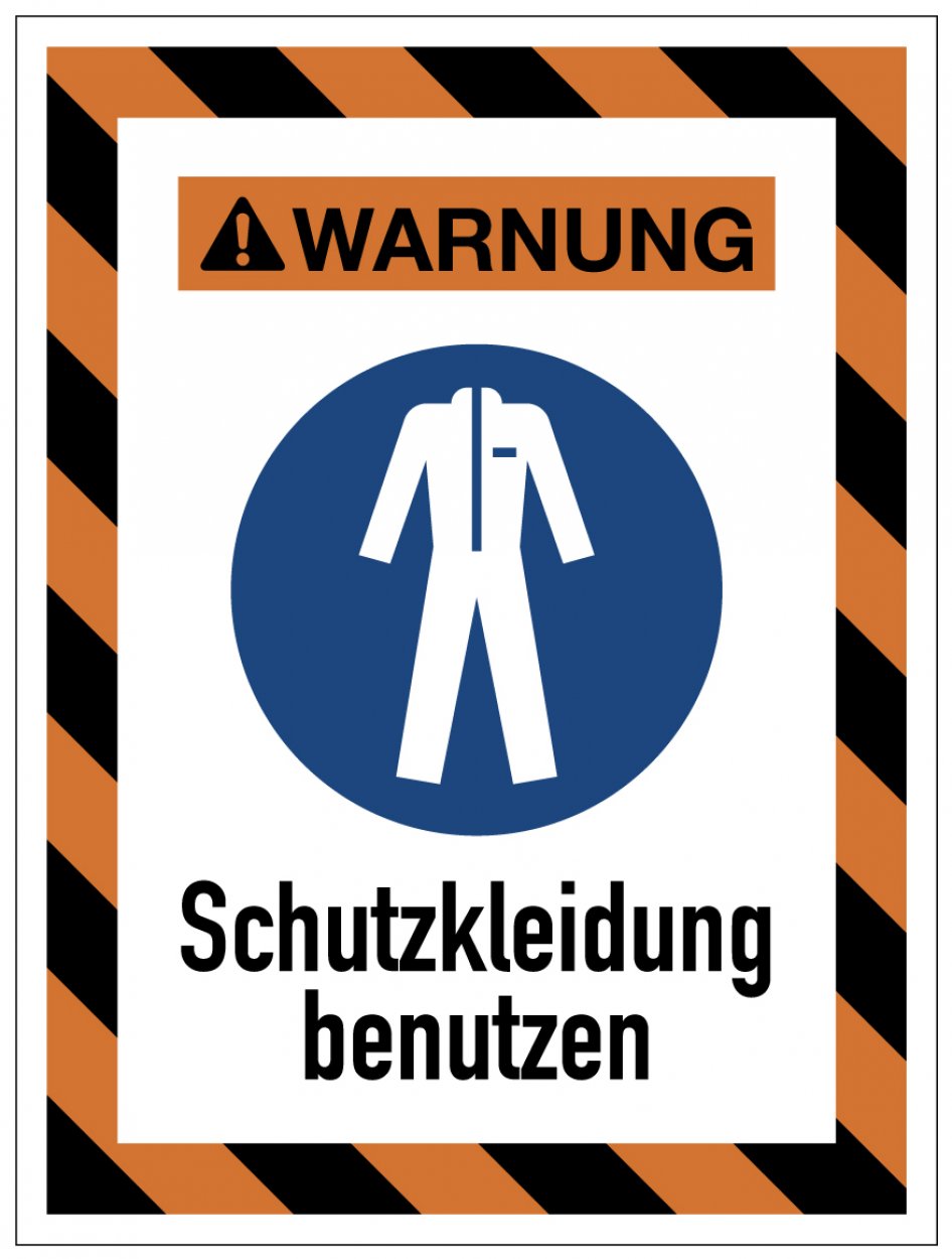 Aufkleber Hinweis „Schutzkleidung benutzen“ Warnetikett | Größe wählbar Aufkleber Hinweis „Schutzkleidung benutzen“ Warnetikett | Größe wählbar