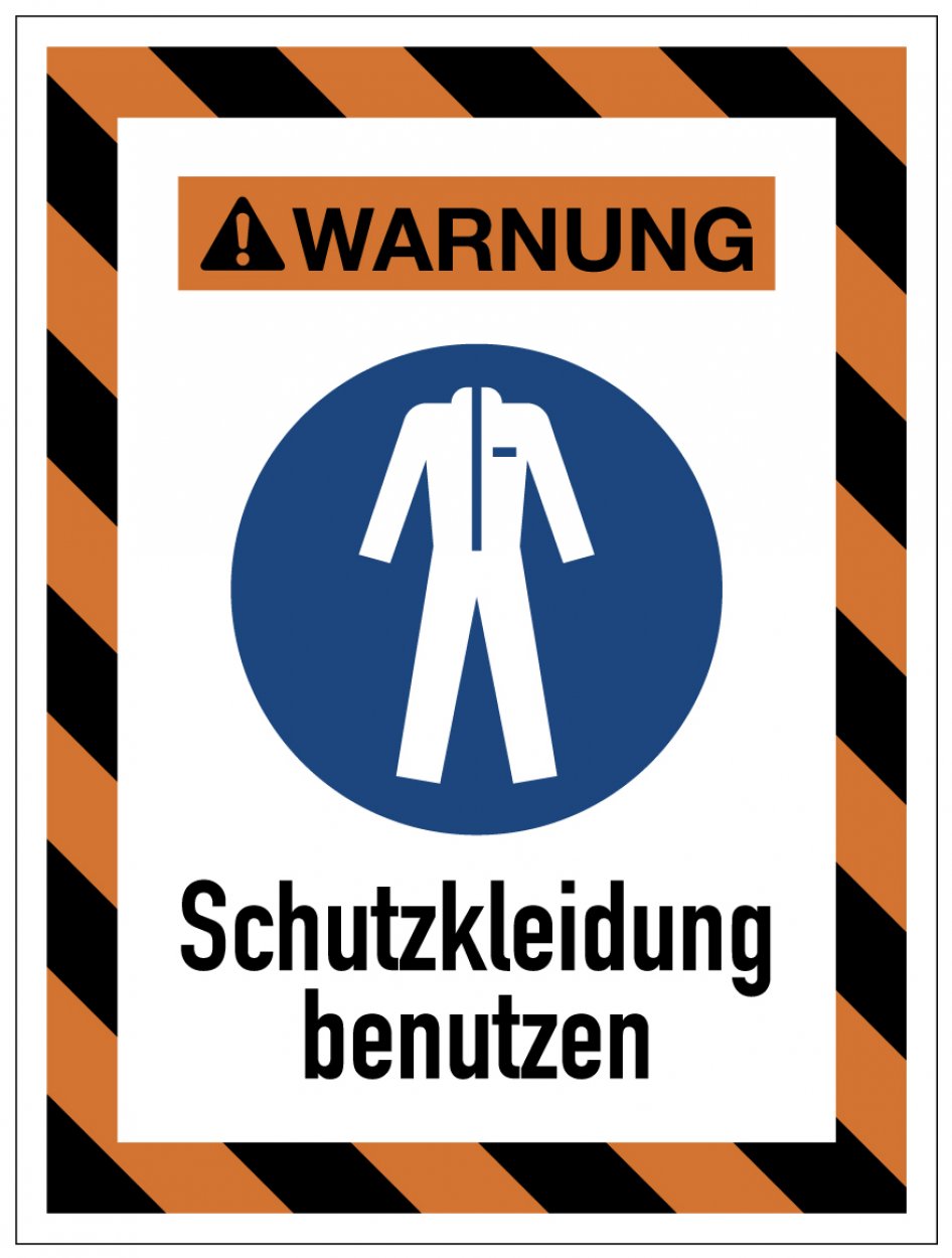 Aufkleber Hinweis "Schutzkleidung benutzen" Warn Schild Folie  |