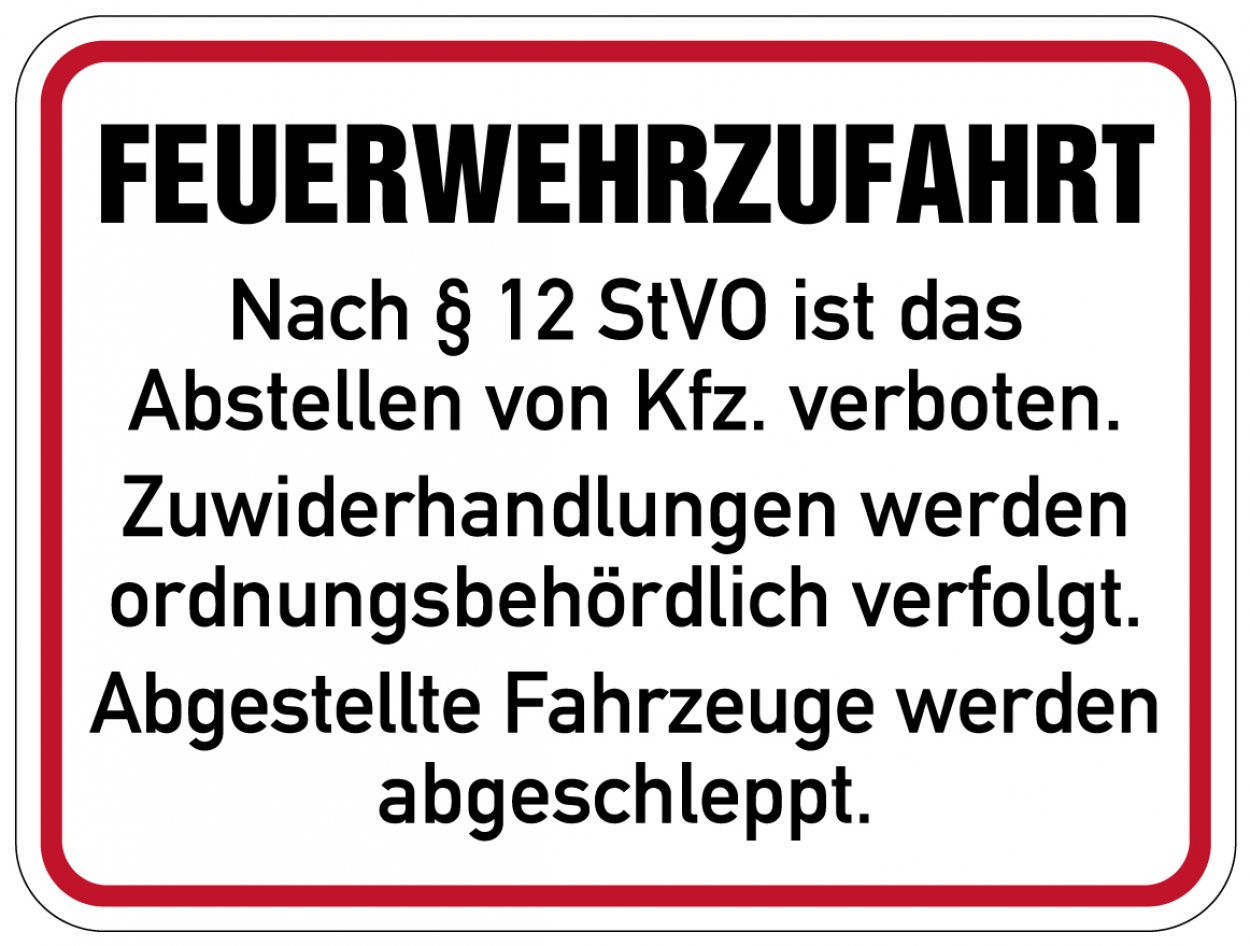 Aufkleber Hinweis "Feuerwehrzufahrt" Schild Folie Größe wählbar |