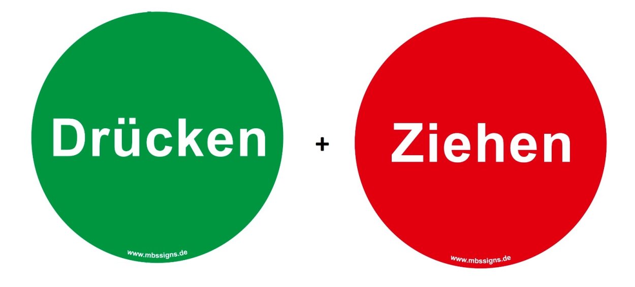 Tür Aufkleber doppelseitig „ZIEHEN + DRÜCKEN“ | Klebeseite: drücken | Türschild