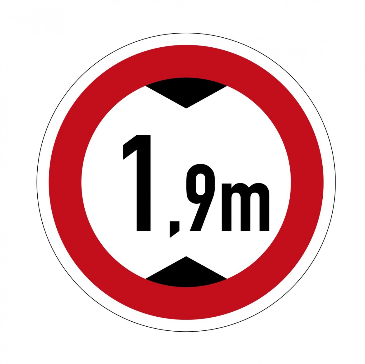 Aufkleber Verkehrszeichen "Durchfahrtshöhe 1,9m" StVO Schild Folie | Ø5-30cm
