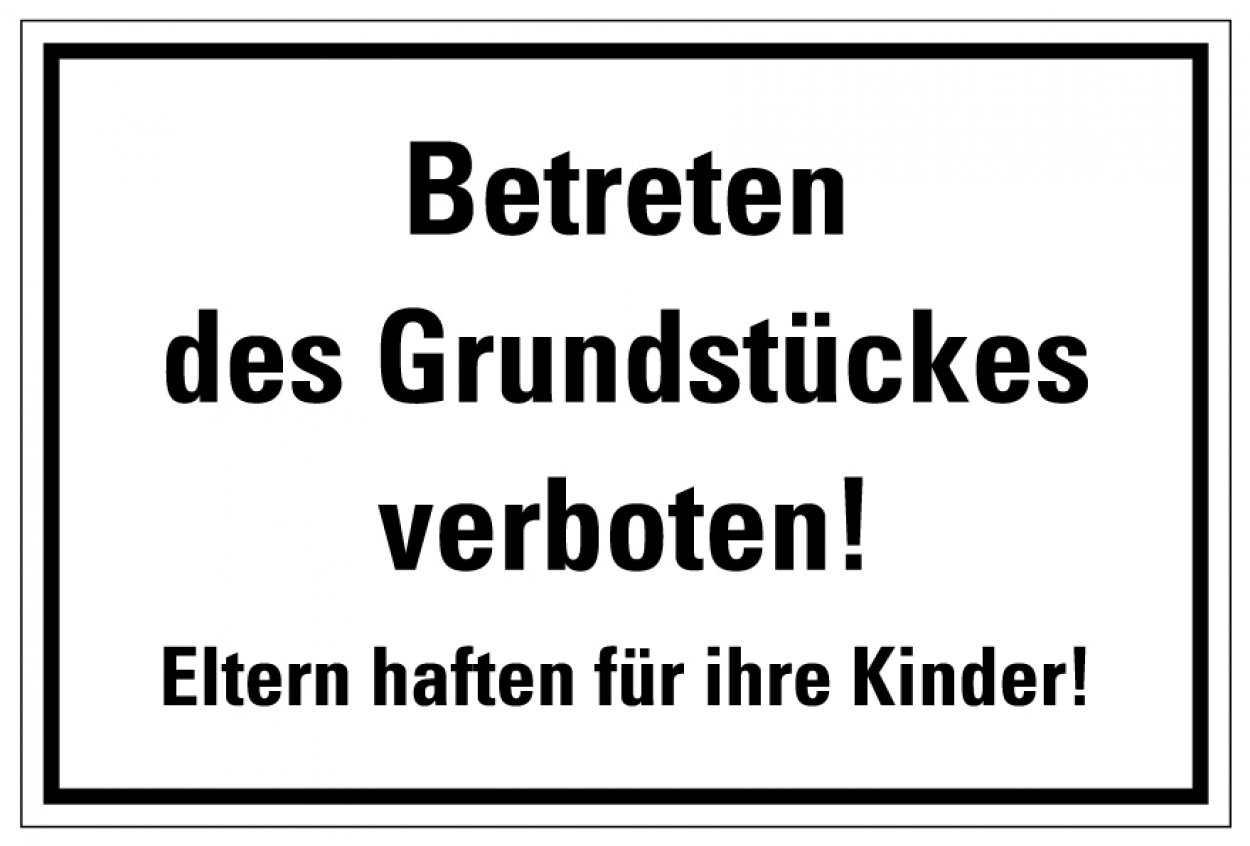 Aufkleber Warnung Verbot „Betreten des Grundstücks verboten!“ Schild Folie