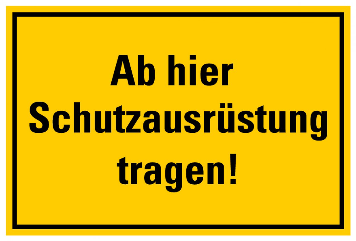 Aufkleber Warnung „Ab hier Schutzausrüstung tragen!“ Hinweis Etikett | Größe wählbar Aufkleber Warnung „Ab hier Schutzausrüstung tragen!“ Hinweis Etikett | Größe wählbar