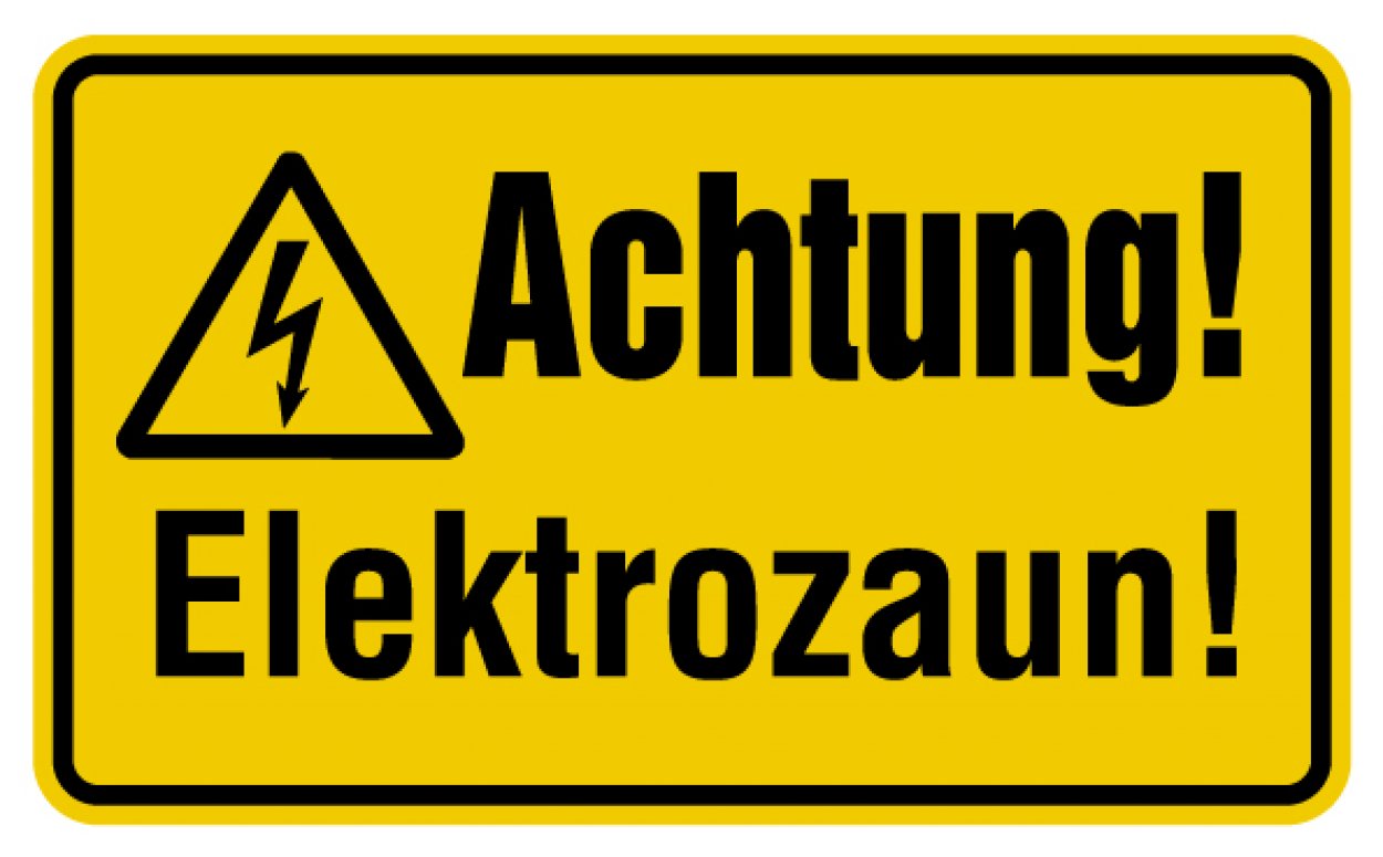 Aufkleber Sticker Warnung „Achtung! Elektrozaun!“ Hinweis Schild Folie