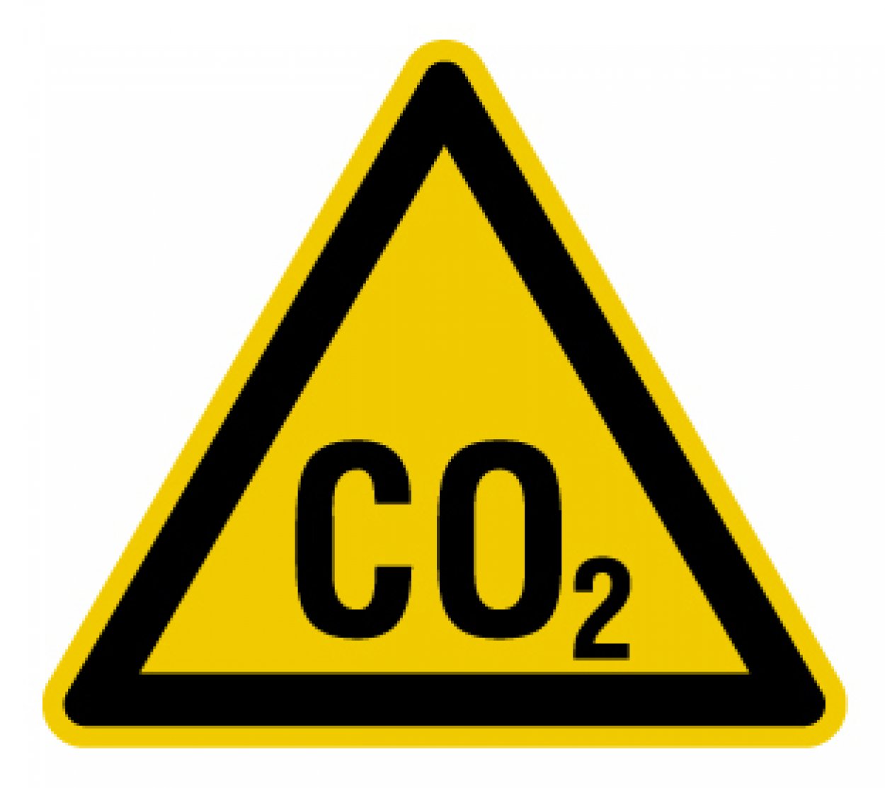Warnaufkleber Sticker Hinweis „CO2“ Schild Folie, signalgelb | 5-30cm