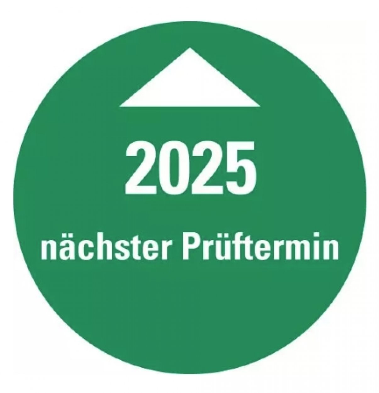 100x Systemprüfplakette „Nächster Prüftermin 2025“ Folie, grün | Ø15-40mm