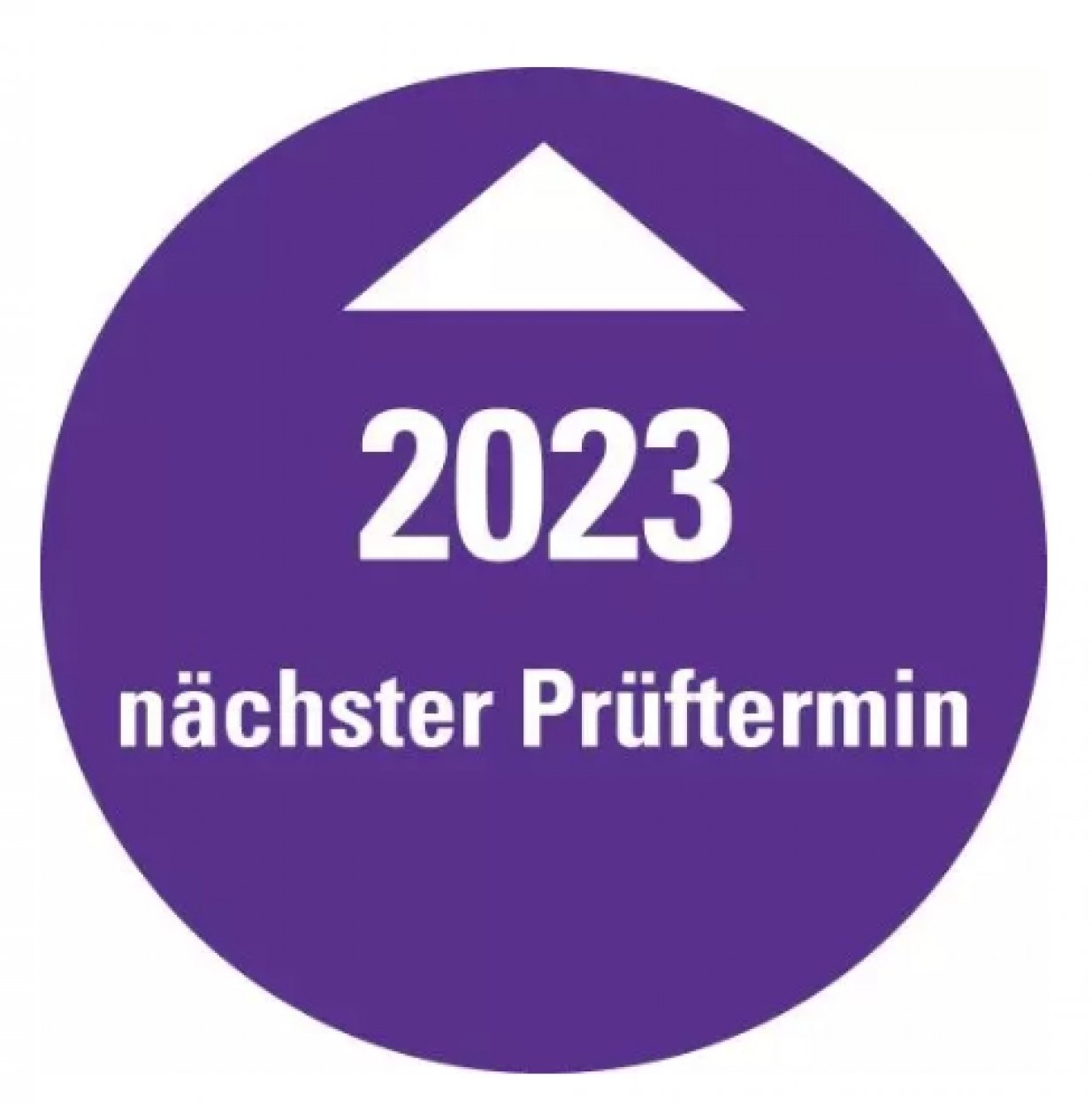 25x Systemprüfplakette „Nächster Prüftermin 2023“ Etikett Aufkleber, violett | Ø 15-40 mm