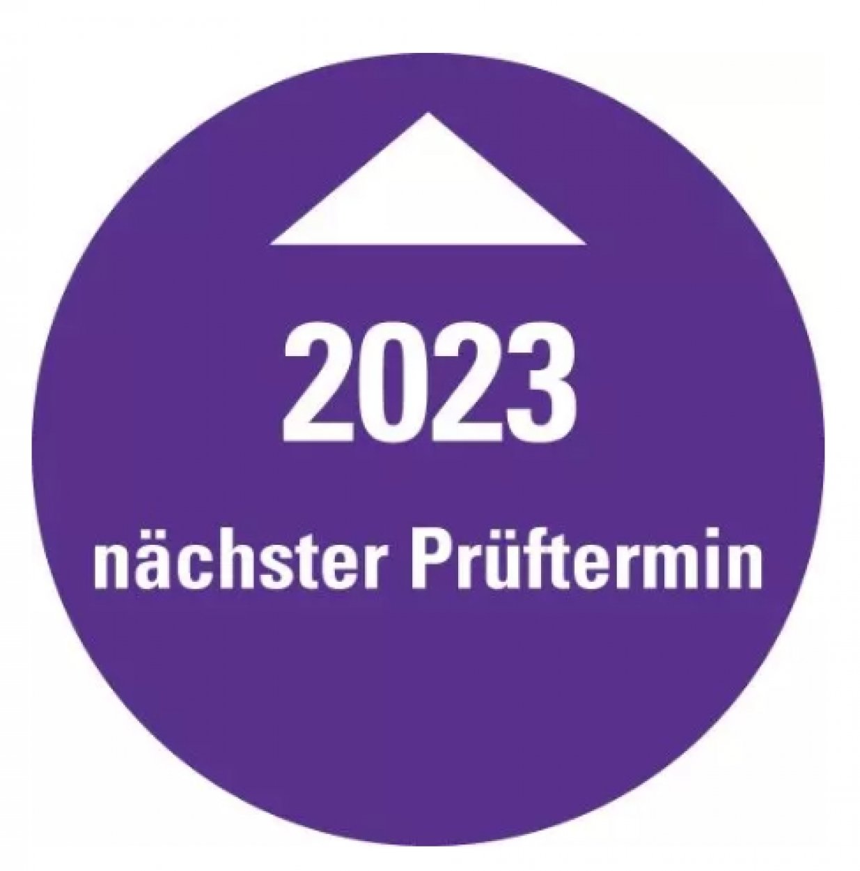 25x Systemprüfplakette „Nächster Prüftermin 2023“ Folie, violett | Ø15-40mm