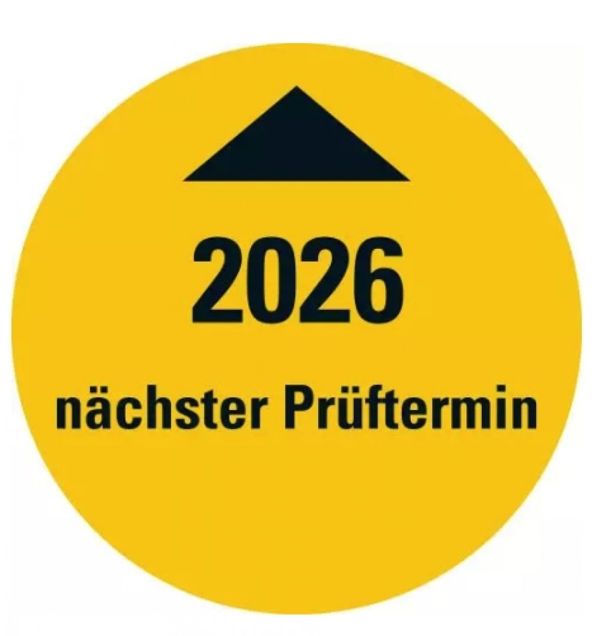 25x Systemprüfplakette „Nächster Prüftermin 2026“ Folie, gelb | Ø15-40mm