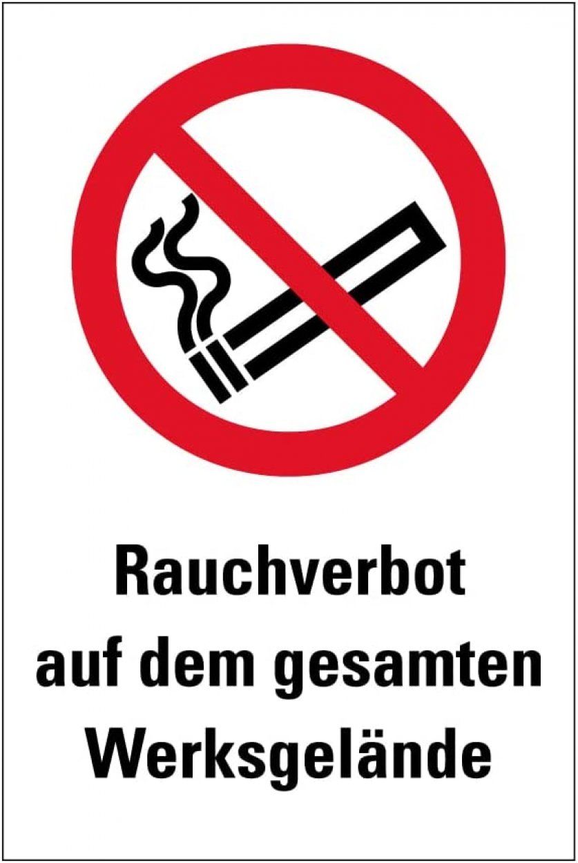 Aufkleber "Rauchverbot auf dem gesamten Werksgelände" Verbot Schild Folie selbstklebend | 20x30cm