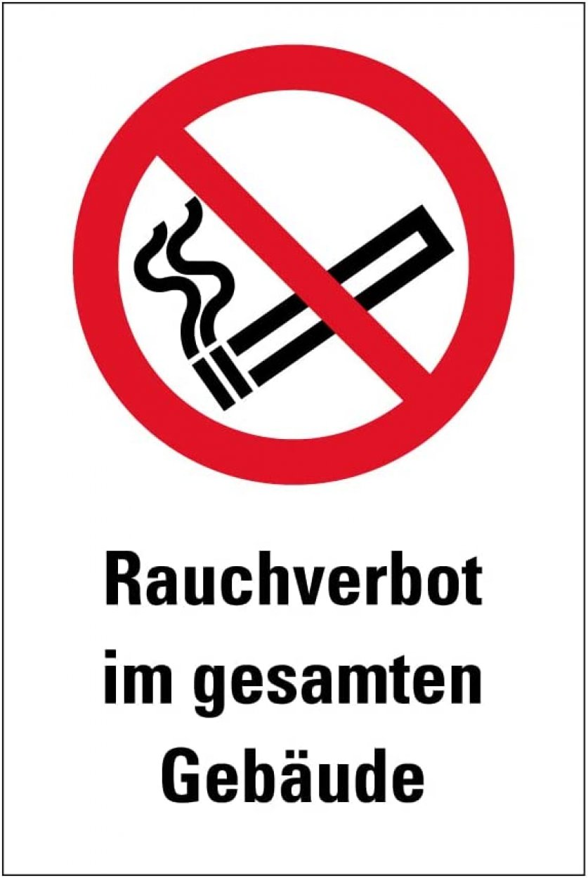 Aufkleber "Rauchverbot im gesamten Gebäude" Verbot Schild Folie selbstklebend | 20x30cm