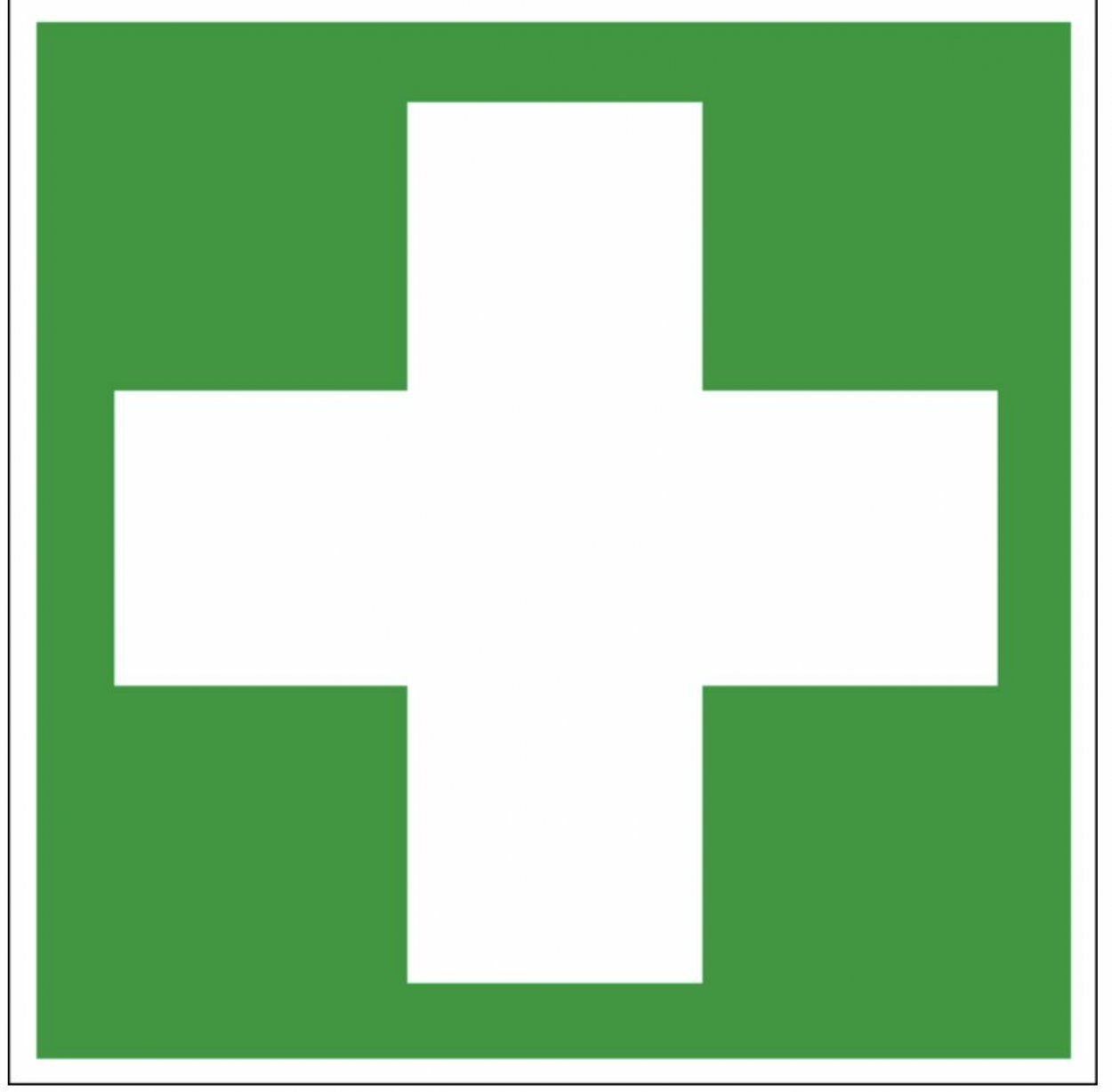 Schild Erste Hilfe Aufkleber grün Kreuz Rettungszeichen 15x15cm DIN ASR ISO 7010
