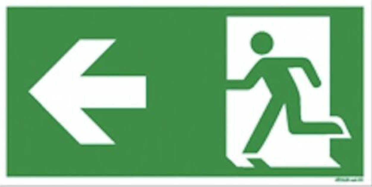 Aufkleber Fluchtweg Notausgang Schild "Pfeil links" Folie ISO 7010