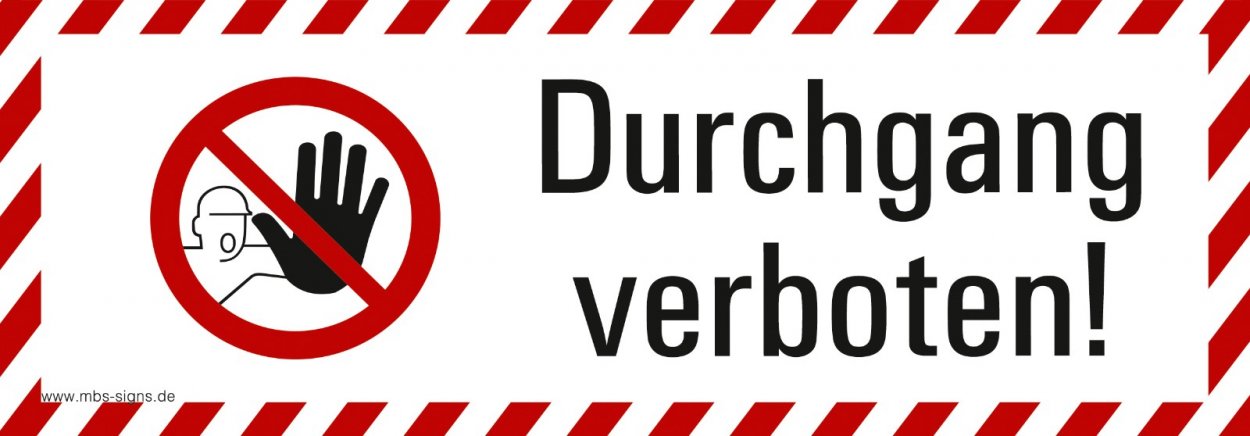 Aufkleber "Durchgang verboten!" Hinweisschild Warnaufkleber Warnhinweis 21x7,4cm