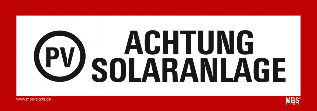 Warnaufkleber Schild "PV ACHTUNG SOLARANLAGE" Schild Folie 21x7,4cmB-Ware 