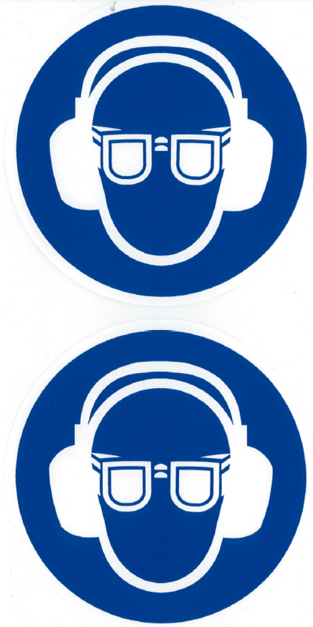 Gebotsschild Gehörschutz benutzen Schutzbrille tragen /Aufkleber Folie