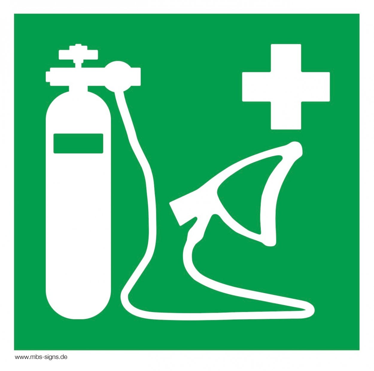 Aufkleber Schild Rettungszeichen Erste Hilfe "Sauerstoff-Behelfsstelle" 10x10cm